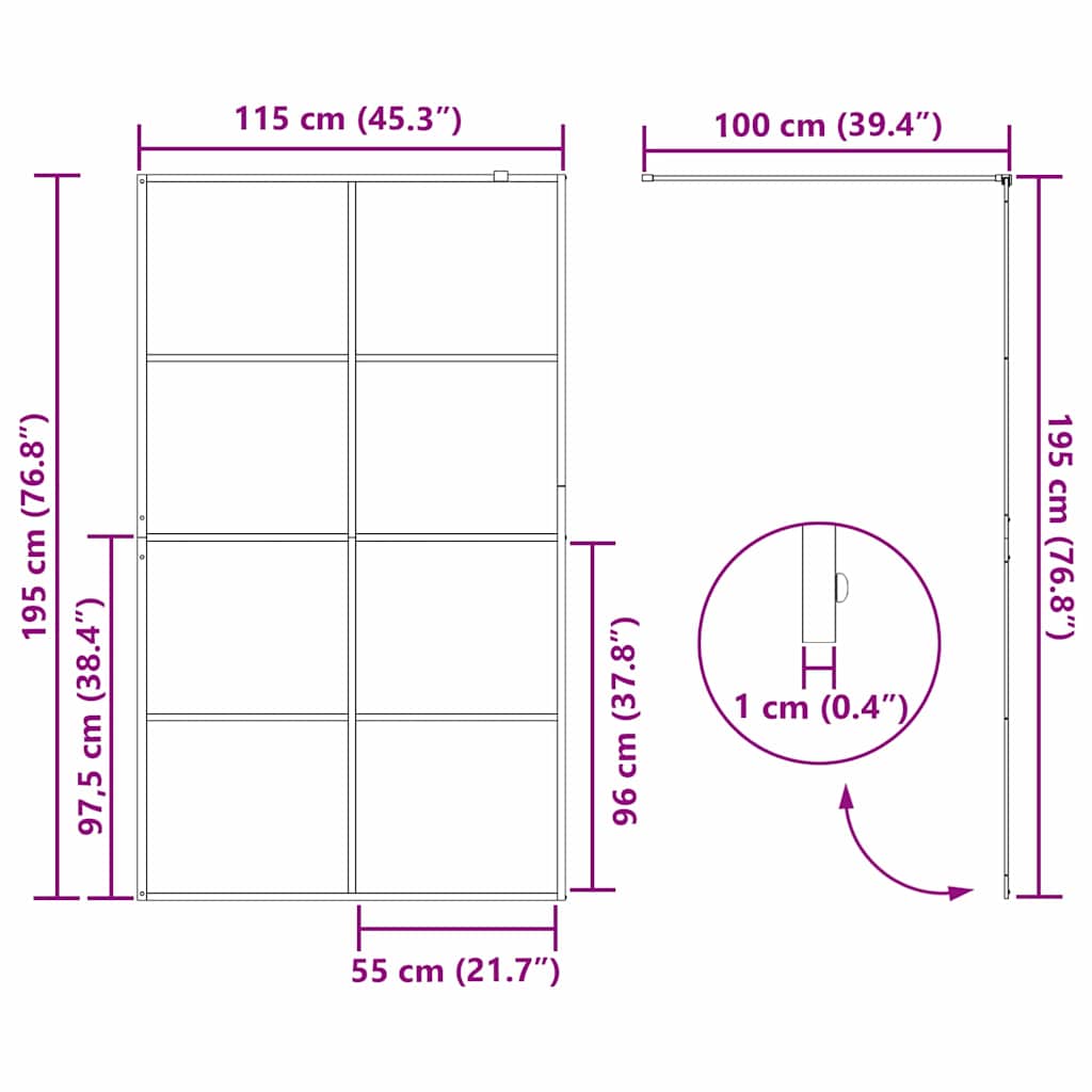 Walk-in Shower Wall Gold 115 x 195 cm Tempered Glass