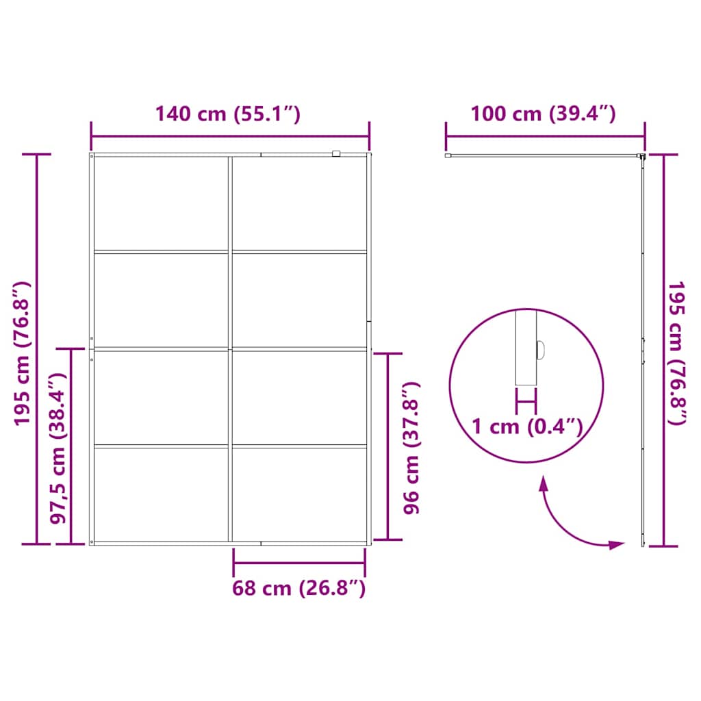Walk-in Shower Wall Gold 140 x 195 cm Tempered Glass