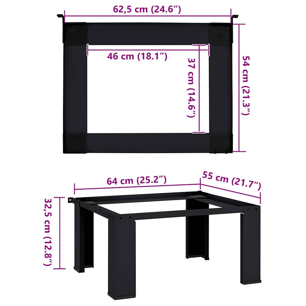 Washing Machine Pedestal Black 64 x 55 x 32.5 cm Steel