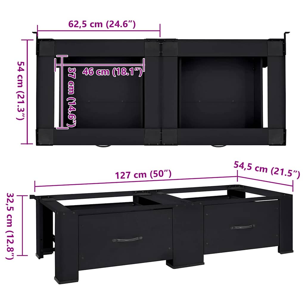 Washing Machine Pedestal 2 pcs Black 127 x 54.5 x 32.5 cm Steel