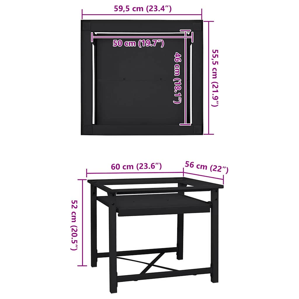 Washing Machine Pedestal Black 60 x 56 x 52 cm Steel