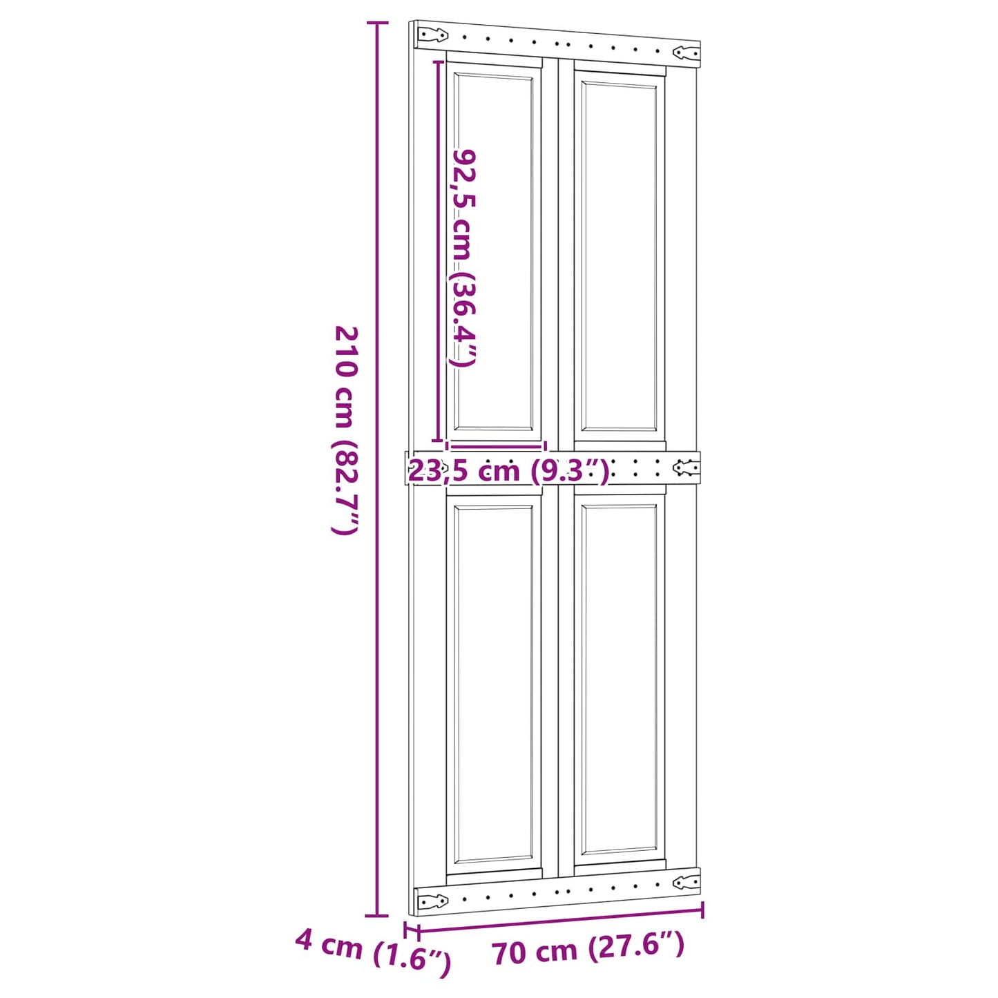 Barn Door CORONA 70 x 210 cm Solid Pine Wood Honey Brown