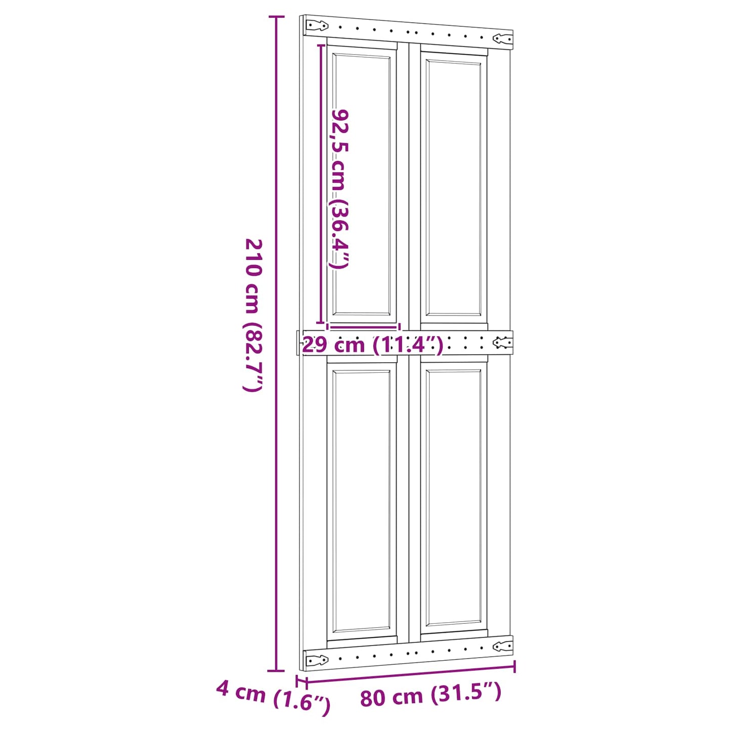 Barn Door CORONA 80 x 210 cm Solid Pine Wood Honey Brown