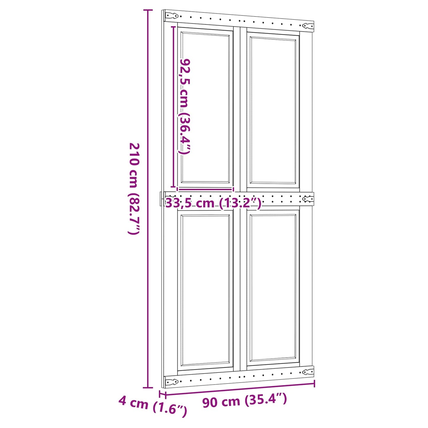 Barn Door CORONA 90 x 210 cm Solid Pine Wood Honey Brown
