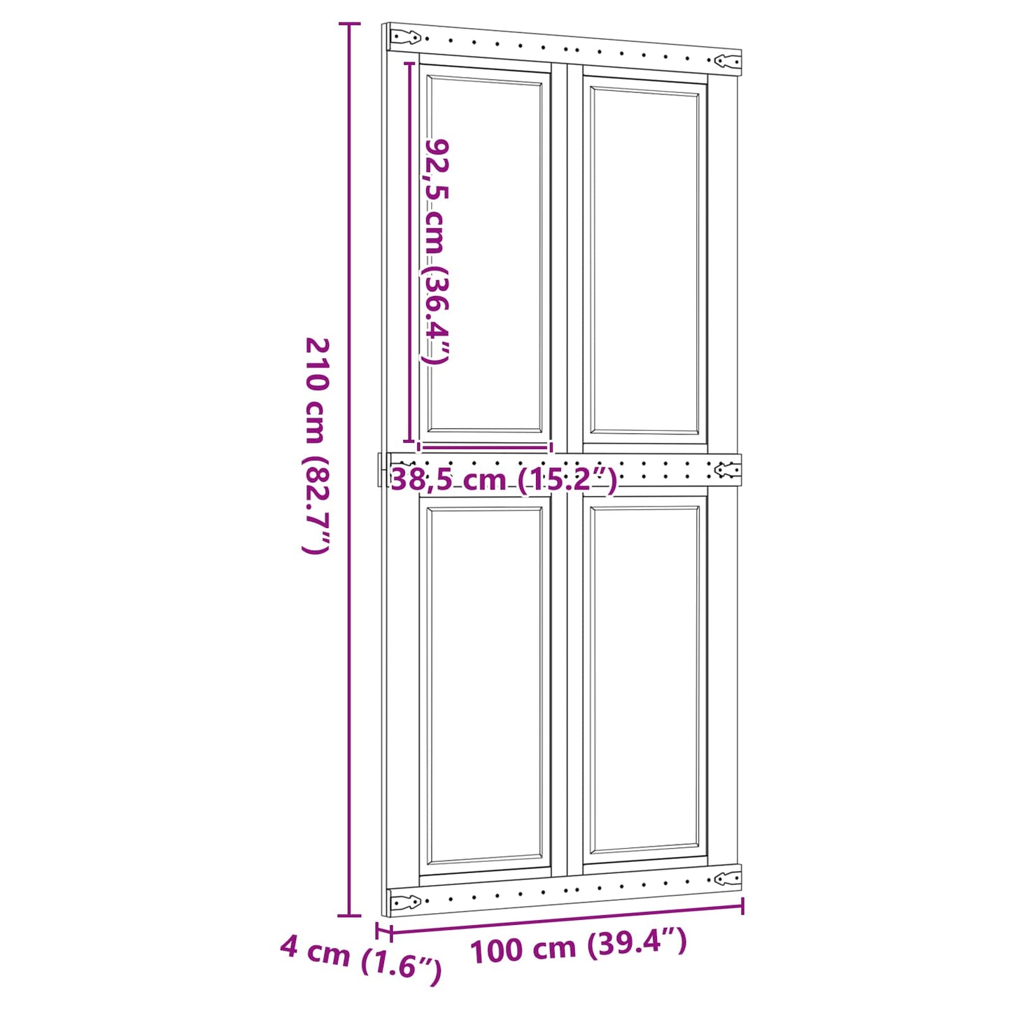 Barn Door CORONA 100 x 210 cm Solid Pine Wood Honey Brown