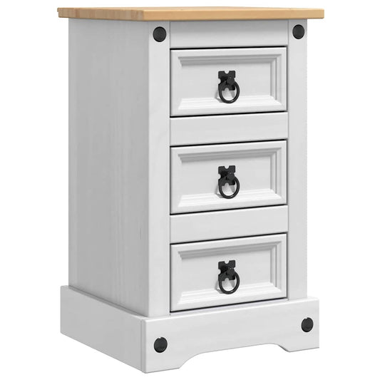 Bedside Table CORONA White 35 x 32.5 x 58 cm Solid Pine Wood