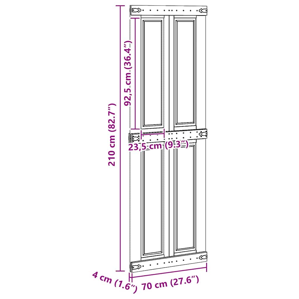 Barn Door CORONA 70 x 210 cm Solid Pine Wood White