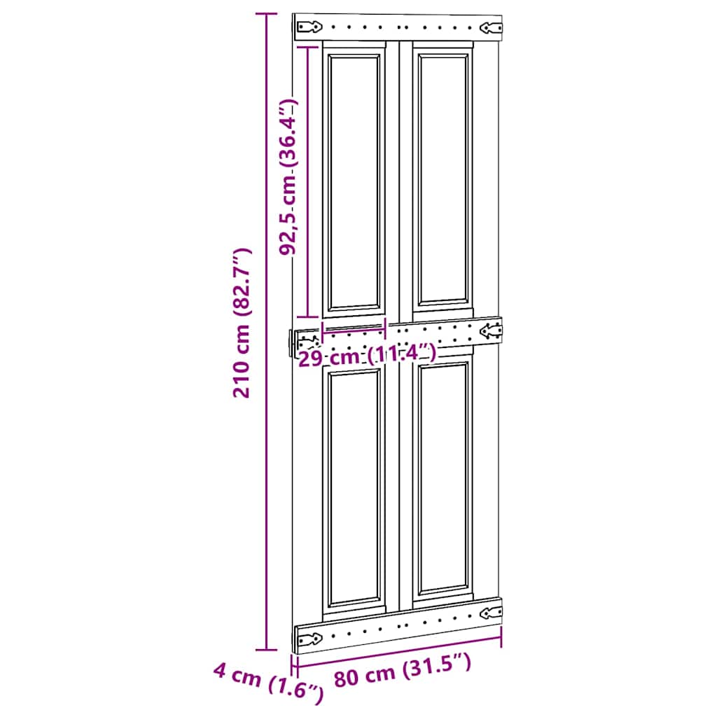 Barn Door CORONA 80 x 210 cm Solid Pine Wood White