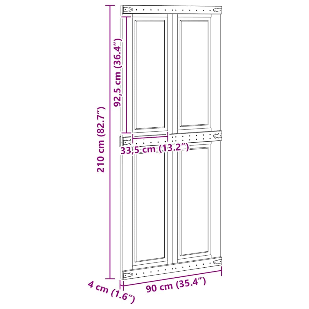 Barn Door CORONA 90 x 210 cm Solid Pine Wood White