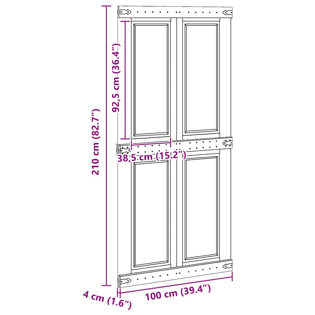 Barn Door CORONA 100 x 210 cm Solid Pine Wood White