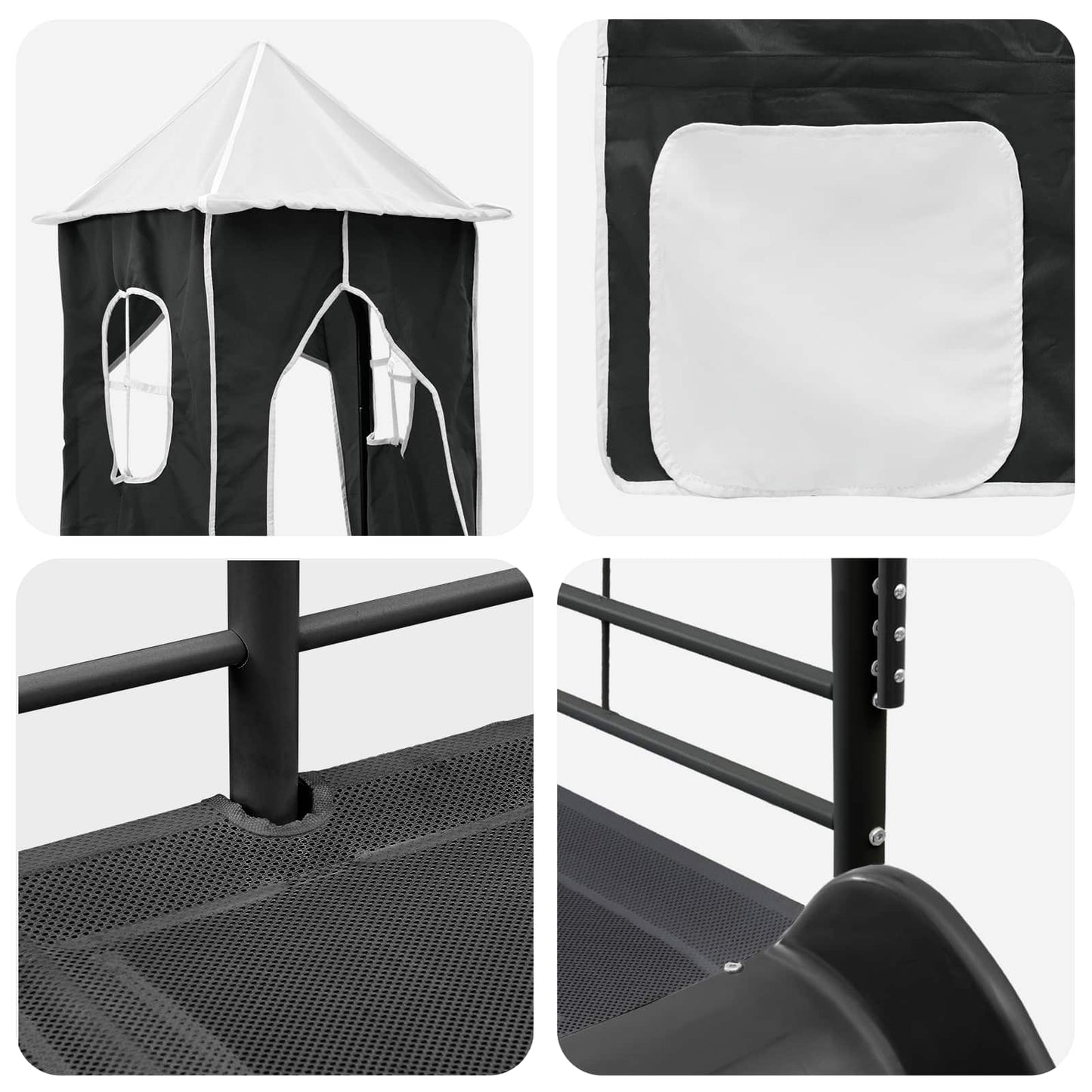 Kids'Bunk Bed Frame Plain Black 100 x 200 cm Metal