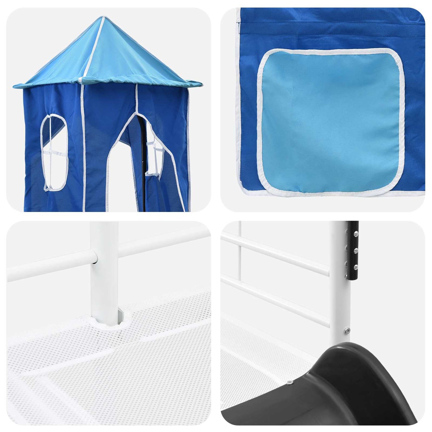 Kids'Bunk Bed Frame Plain White and Blue 100 x 200 cm Metal