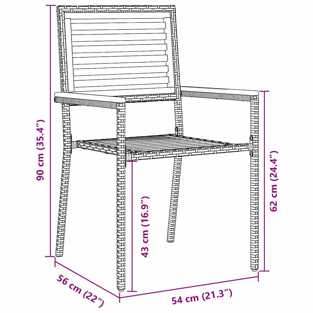 Garden Stacking Chairs 4 pcs Brown and Grey
