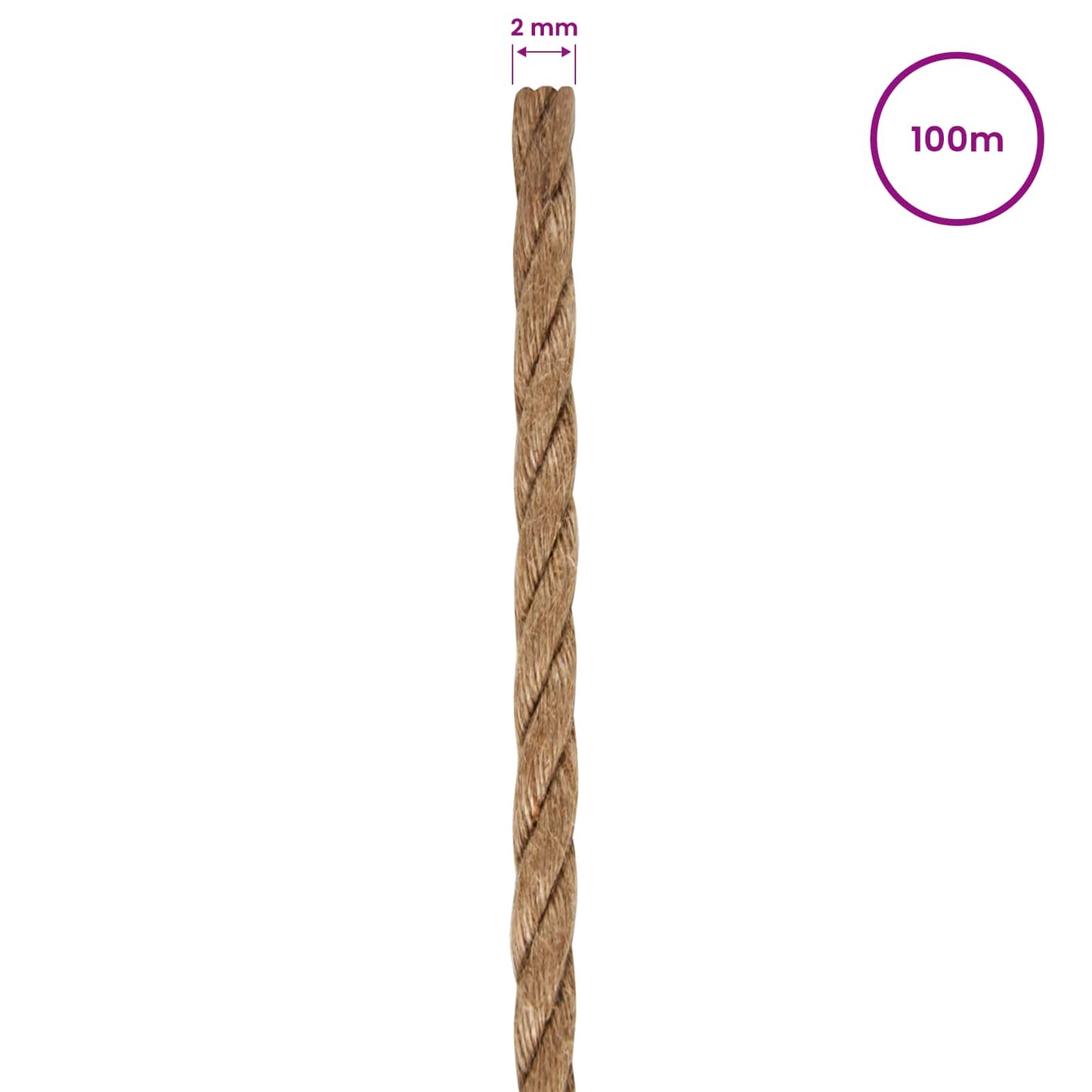 Jute Twine 2 pcs 2 mm 100 m Natural 100% Tossa jute