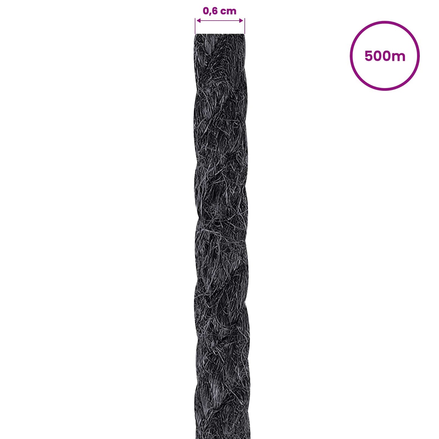 Jute Rope 6 mm Black 100% Tossa jute