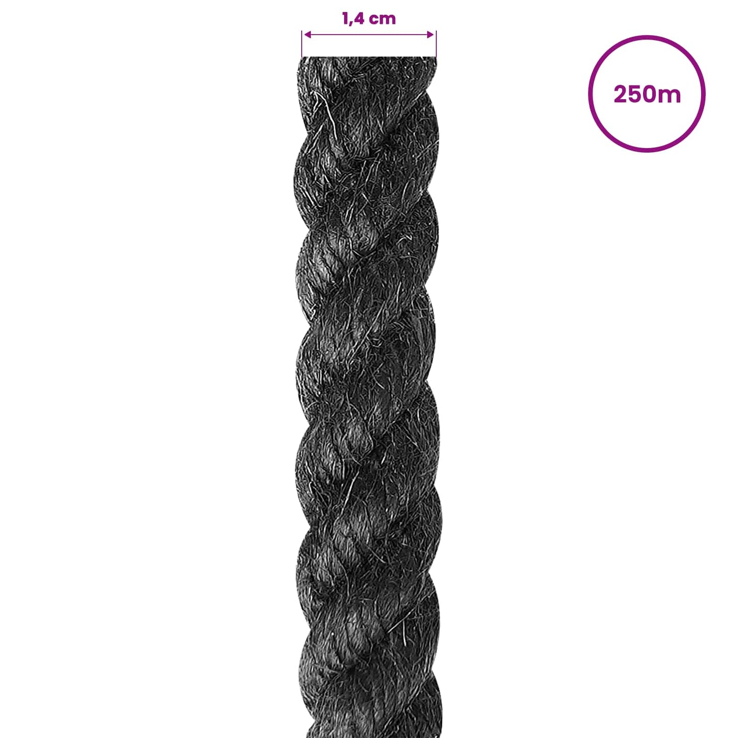 Jute Rope 14 mm Black 100% Tossa jute