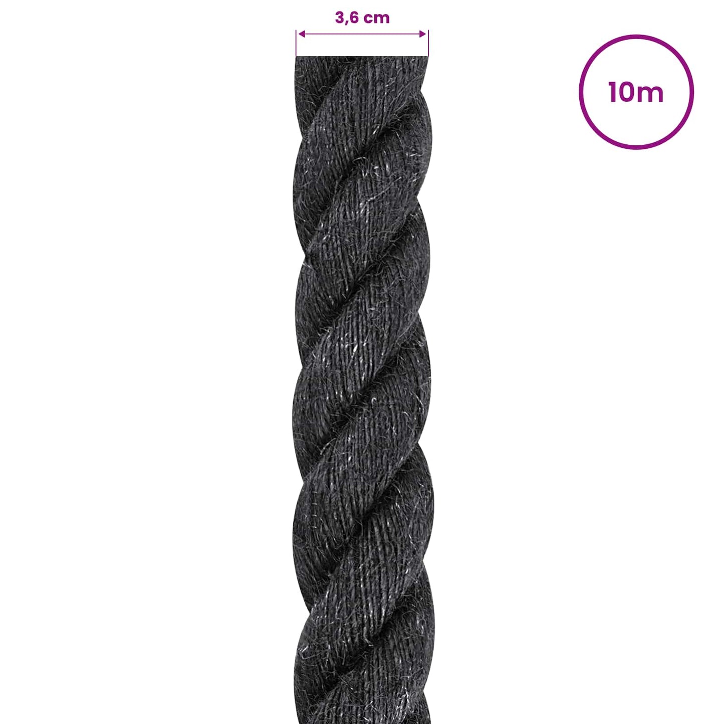 Jute Rope 36 mm Black 100% Tossa jute