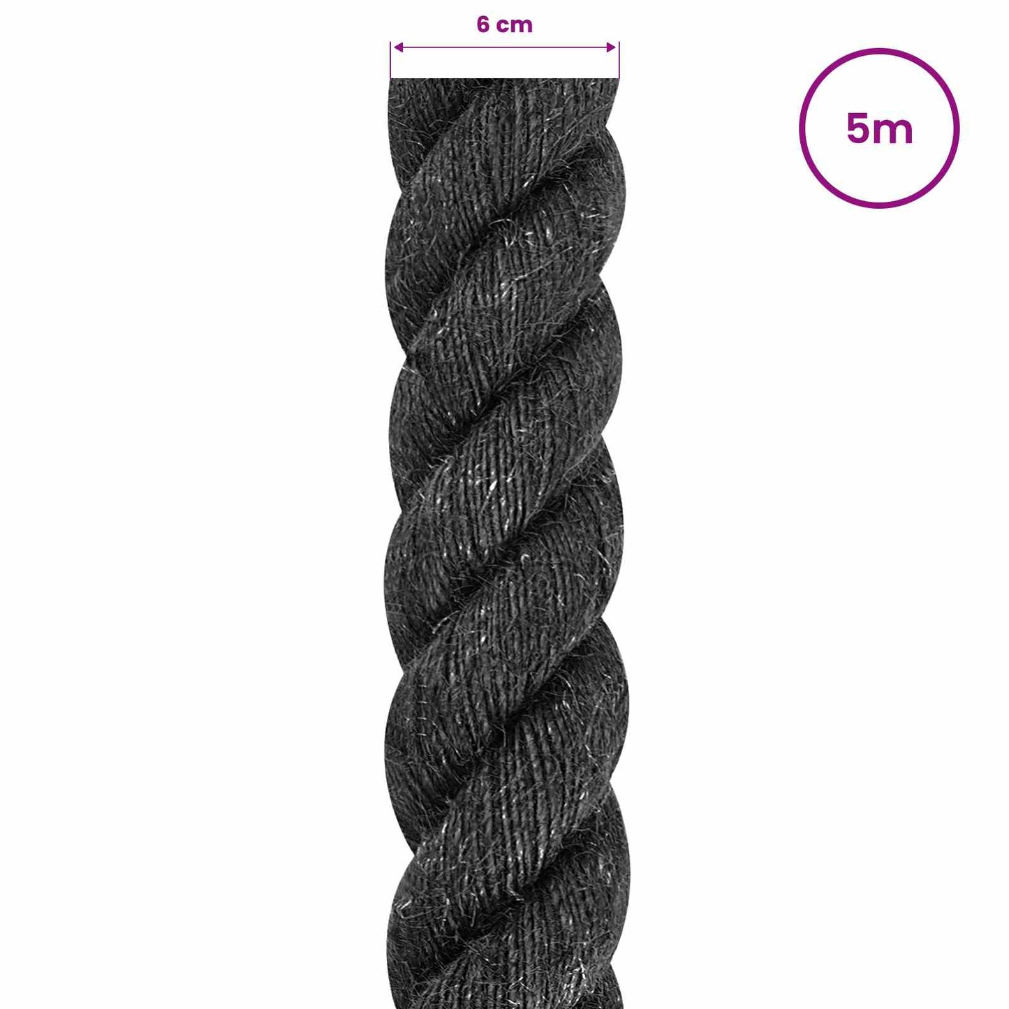 Jute Rope 60 mm Black 100% Tossa jute