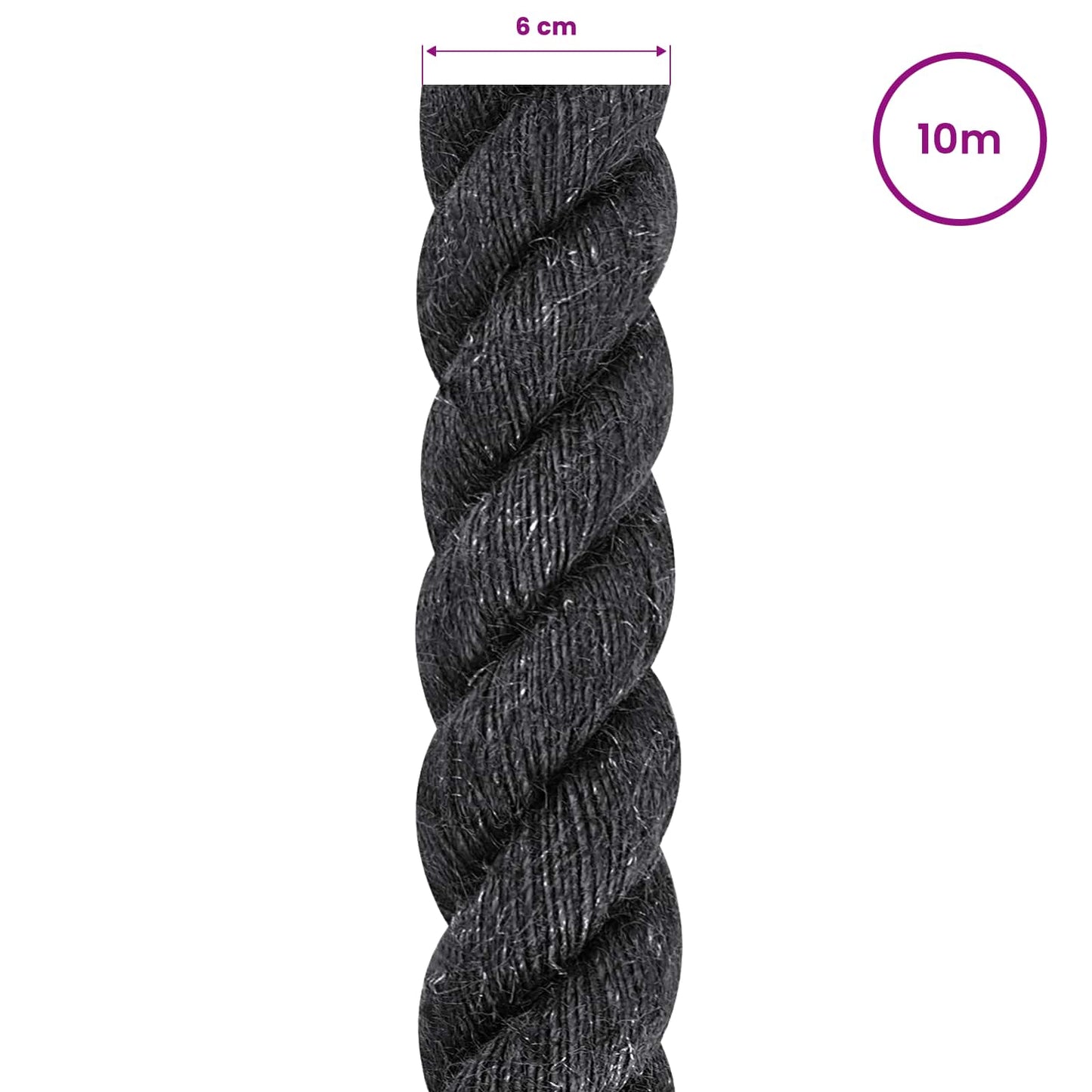 Jute Rope 60 mm Black 100% Tossa jute