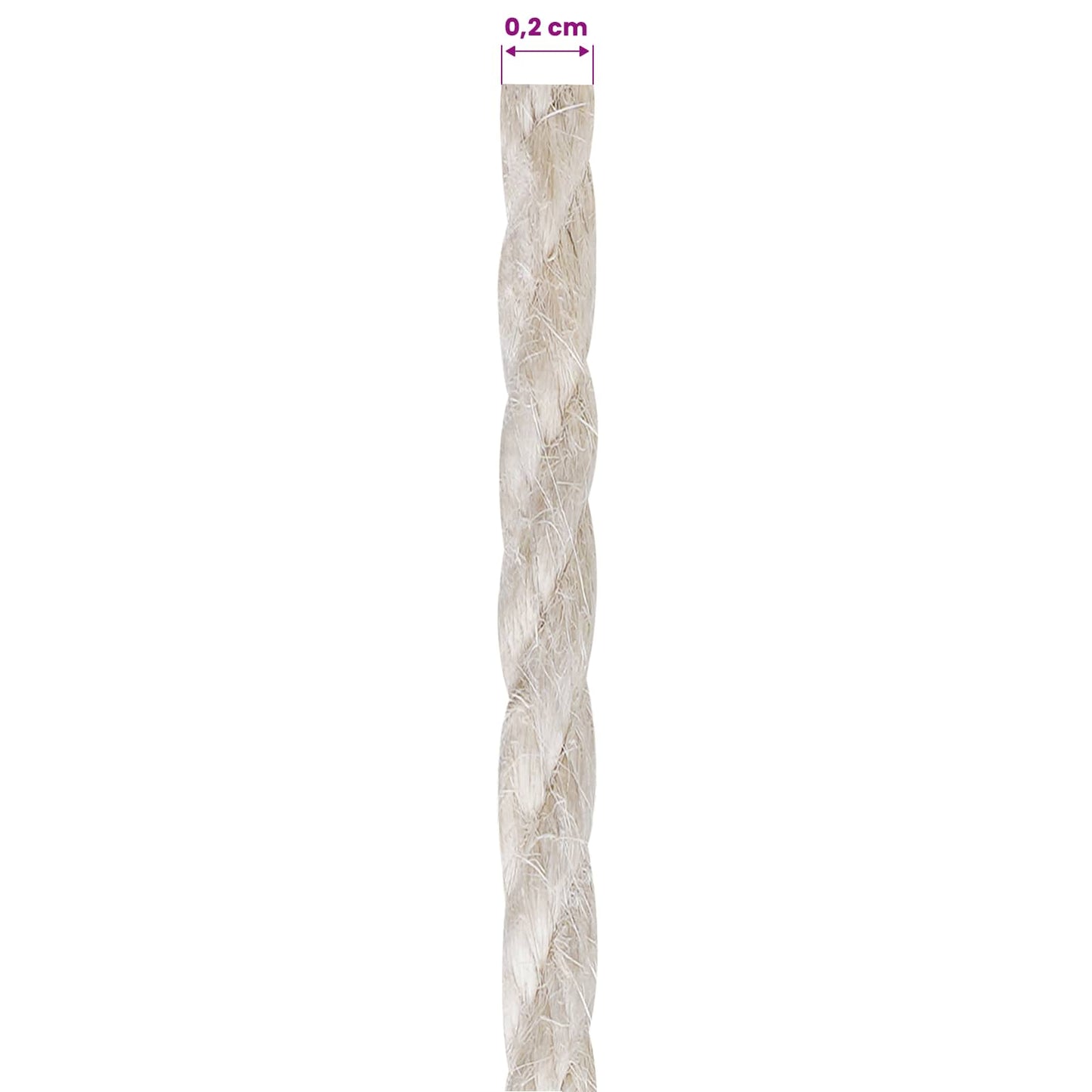 Jute Twine 2 pcs 2 mm White 100% Tossa jute