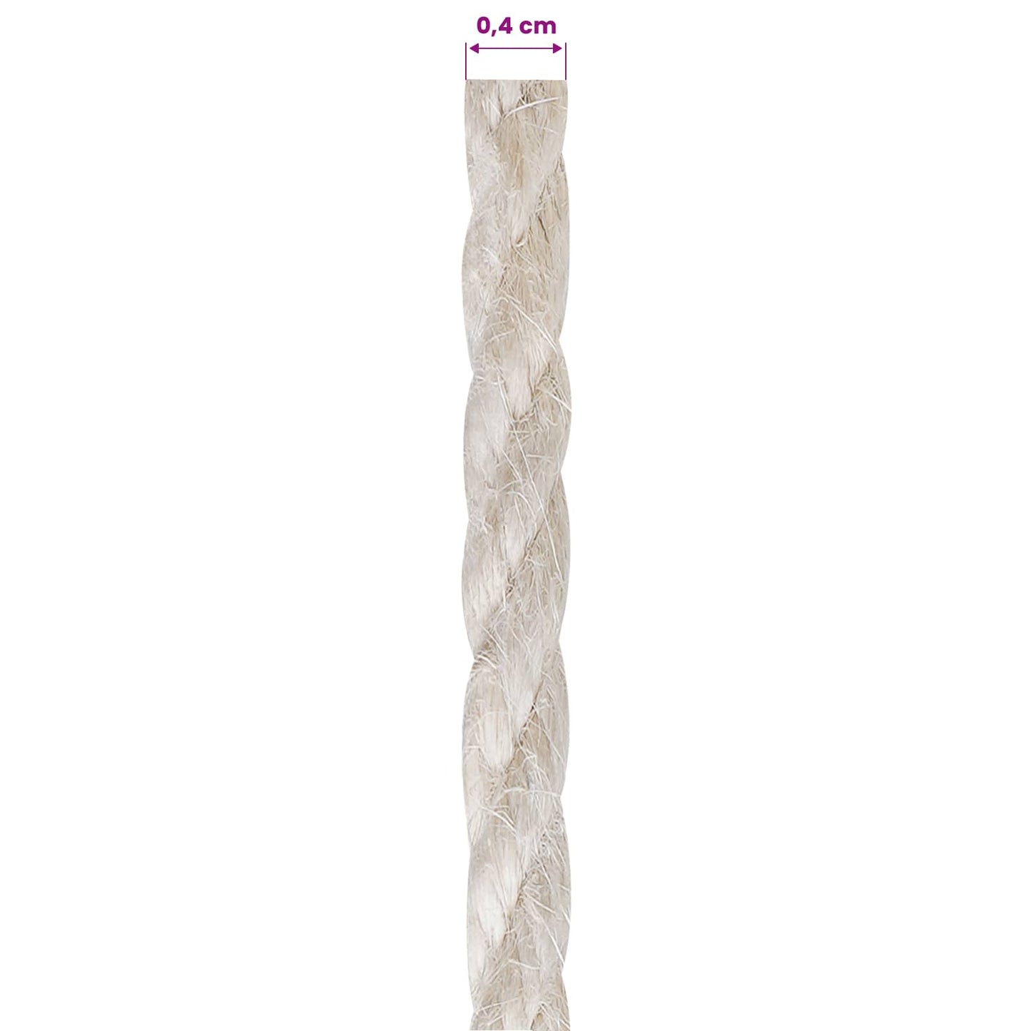 Jute Twine 4 mm White 100% Tossa jute