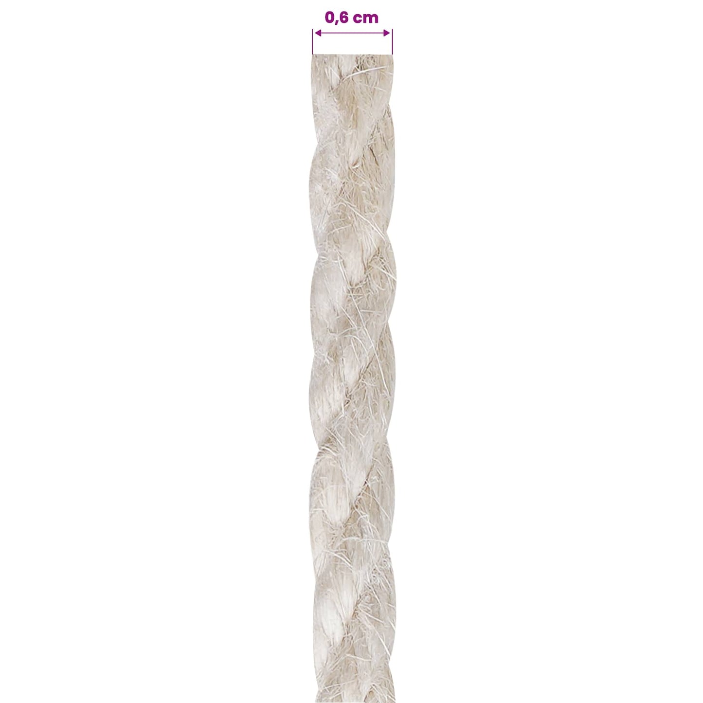 Jute Rope 6 mm White 100% Tossa jute