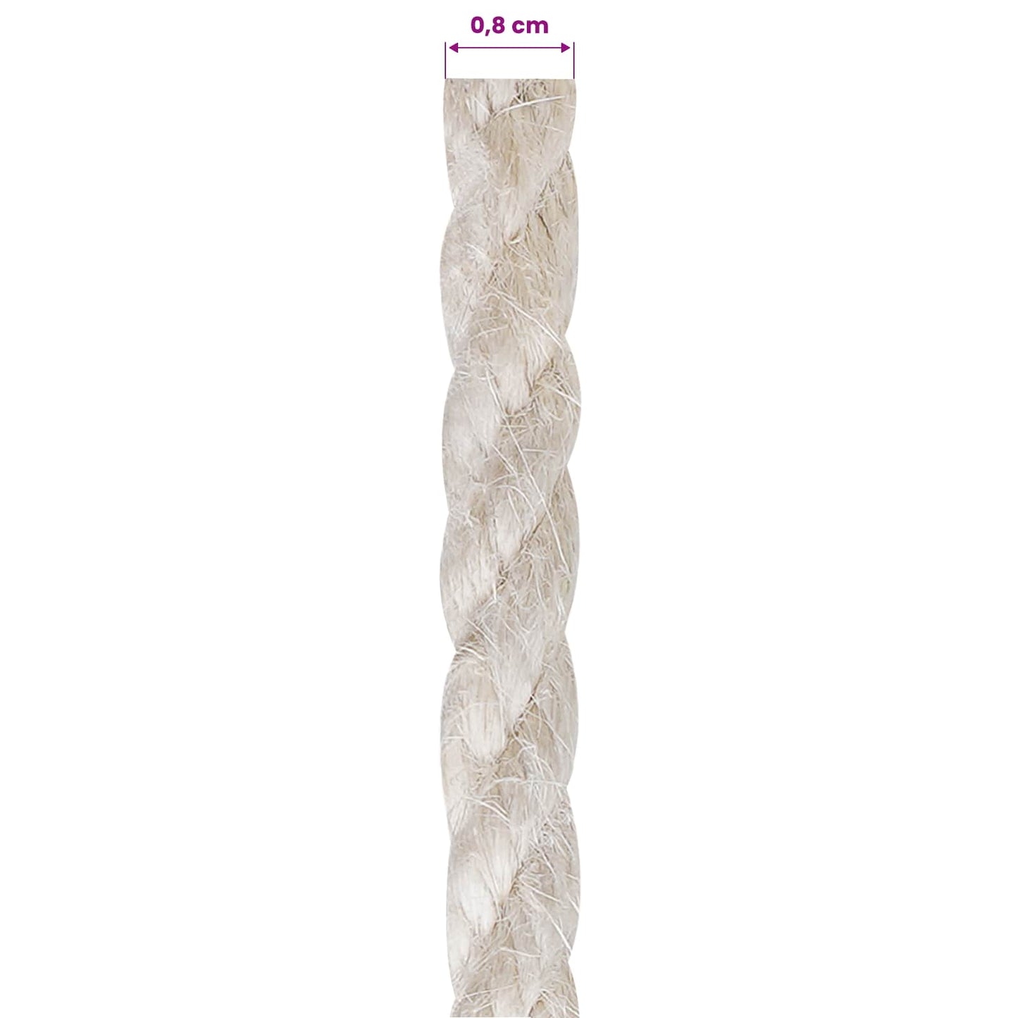 Jute Rope 8 mm White 100% Tossa jute