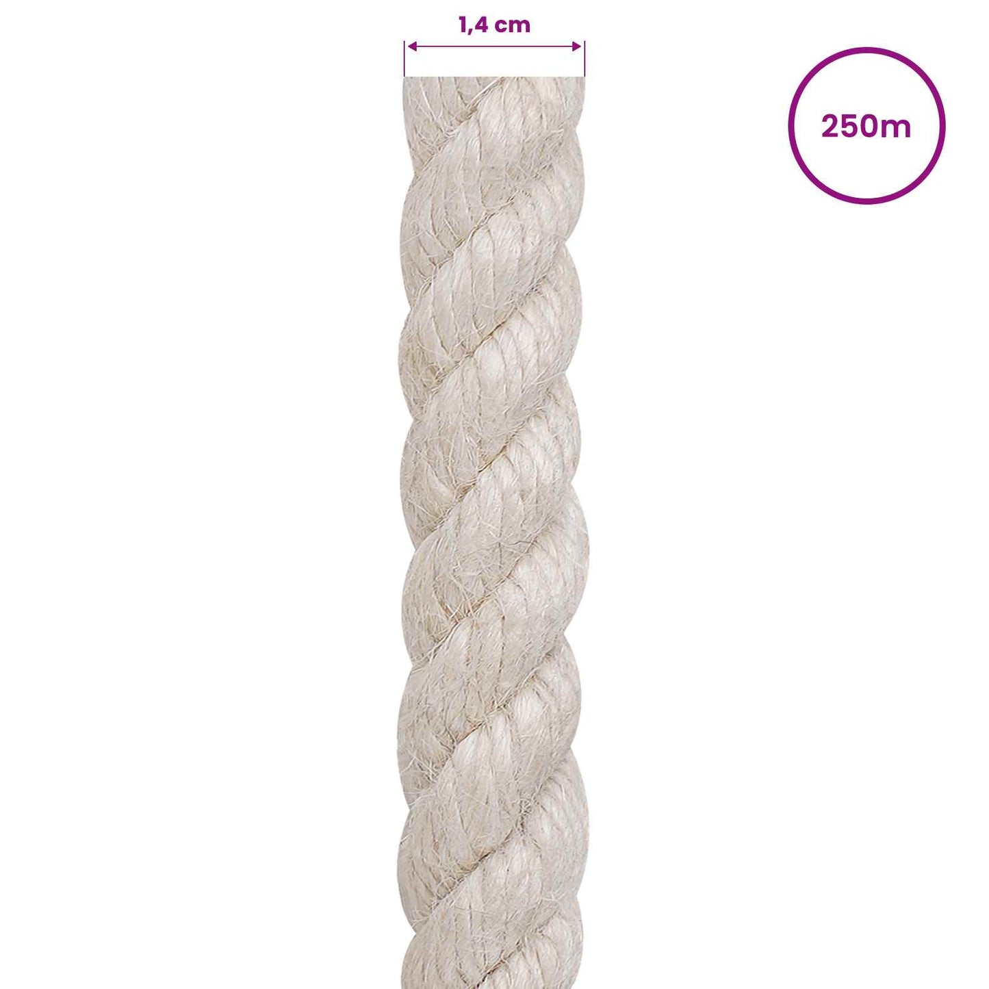 Jute Rope 14 mm White 100% Tossa jute