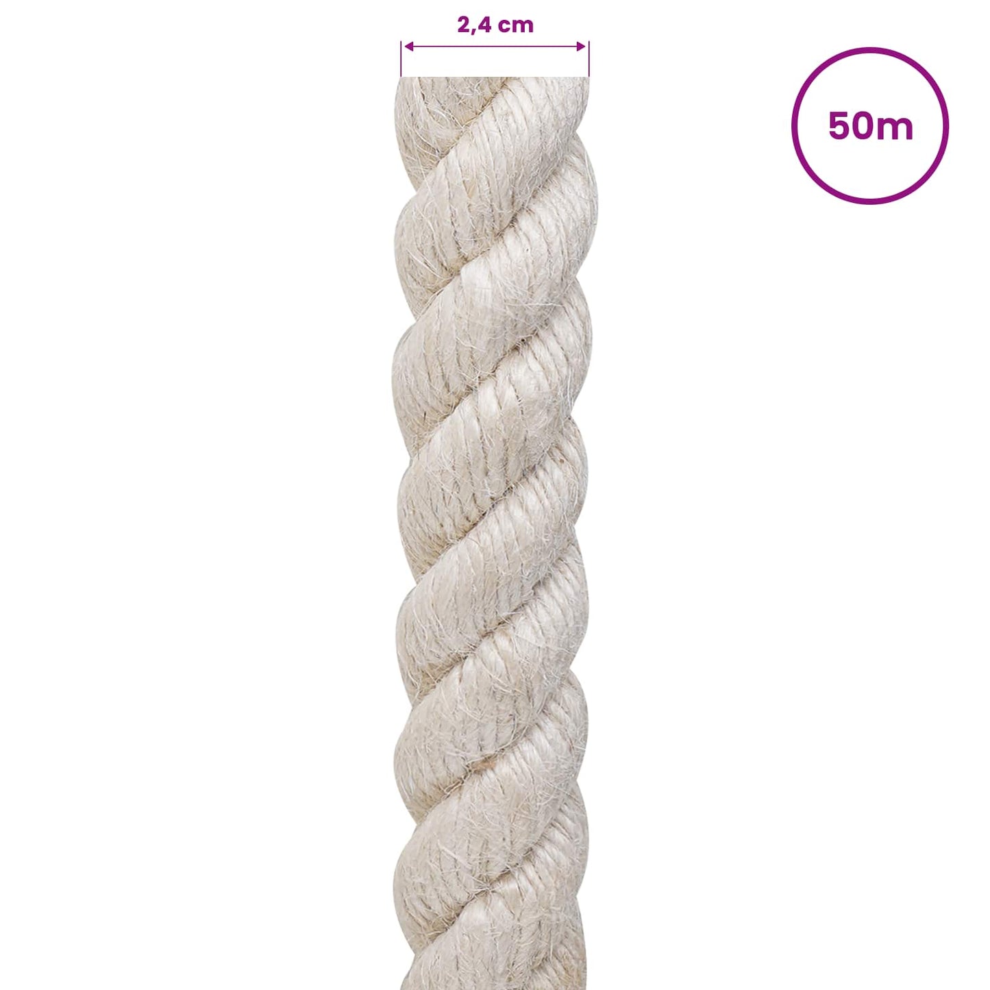 Jute Rope 24 mm White 100% Tossa jute