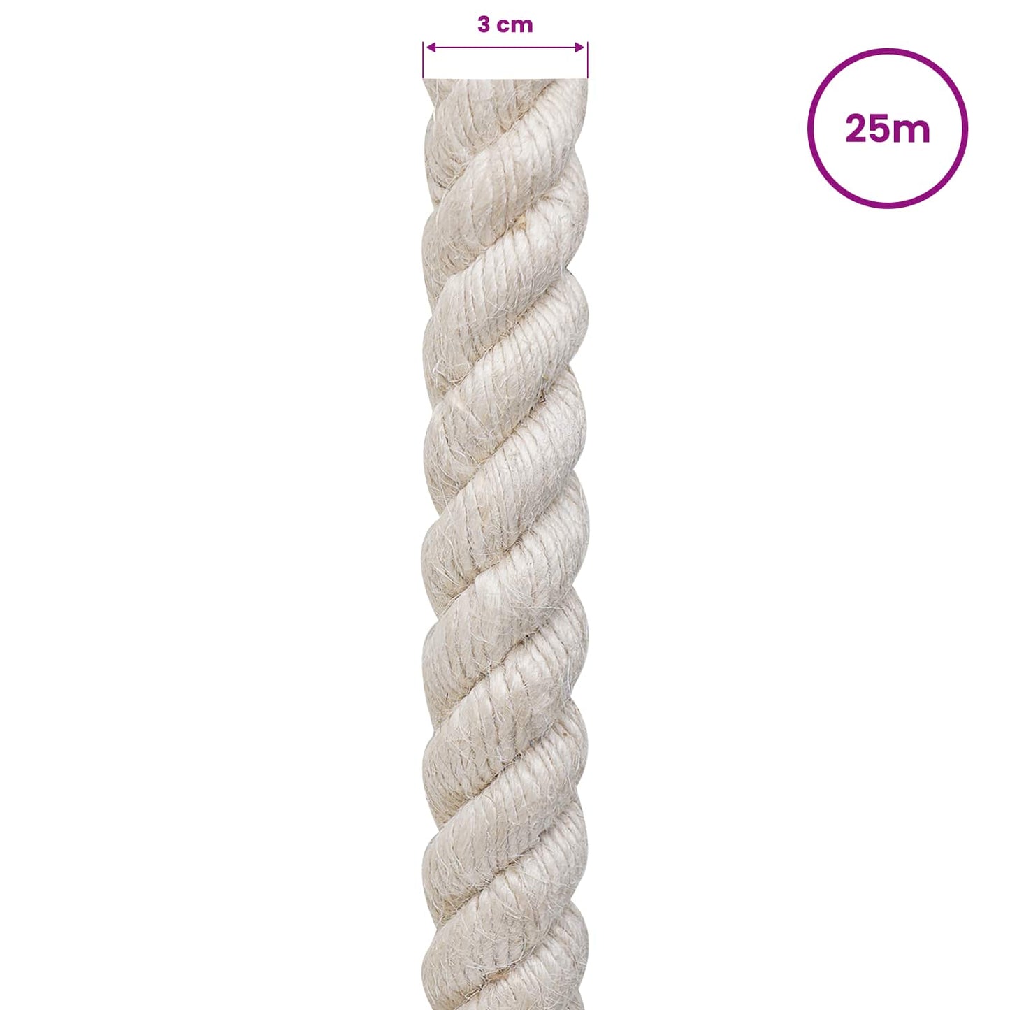 Jute Rope 30 mm White 100% Tossa jute