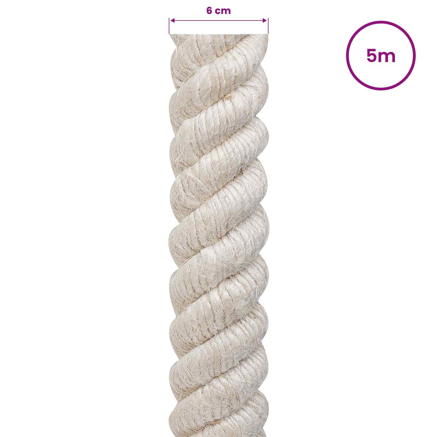 Jute Rope 60 mm White 100% Tossa jute