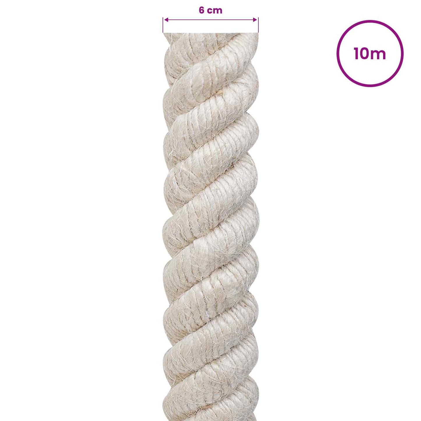 Jute Rope 60 mm White 100% Tossa jute