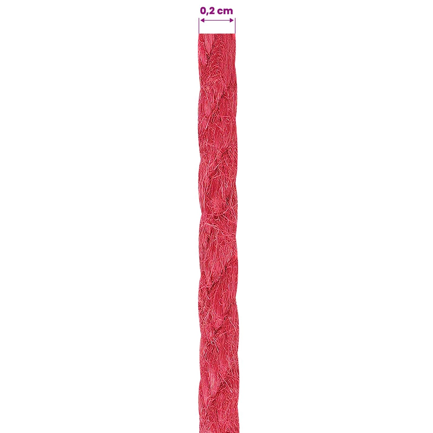 2 pcs 2 mm Red 100% Tossa jute