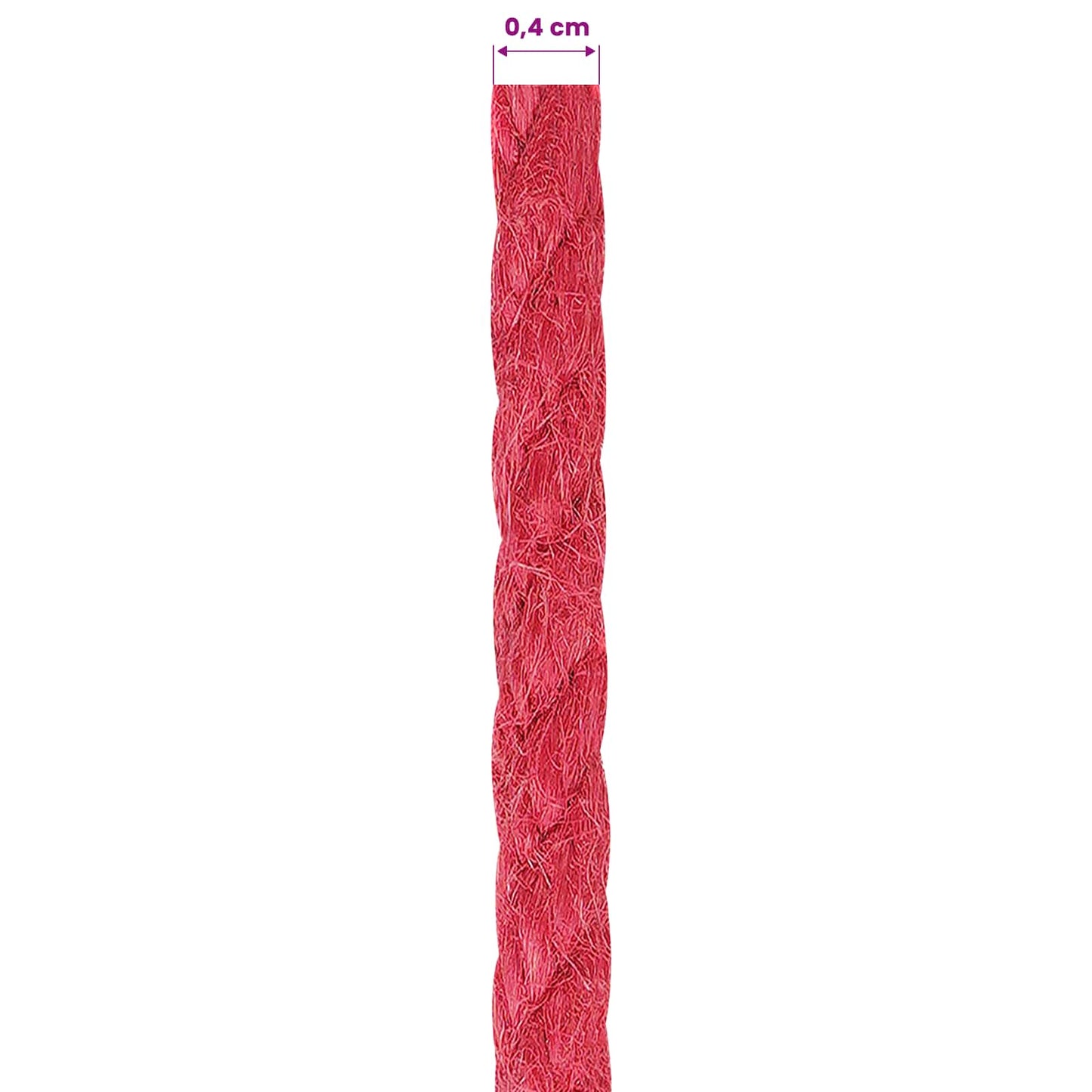 4 mm Red 100% Tossa jute