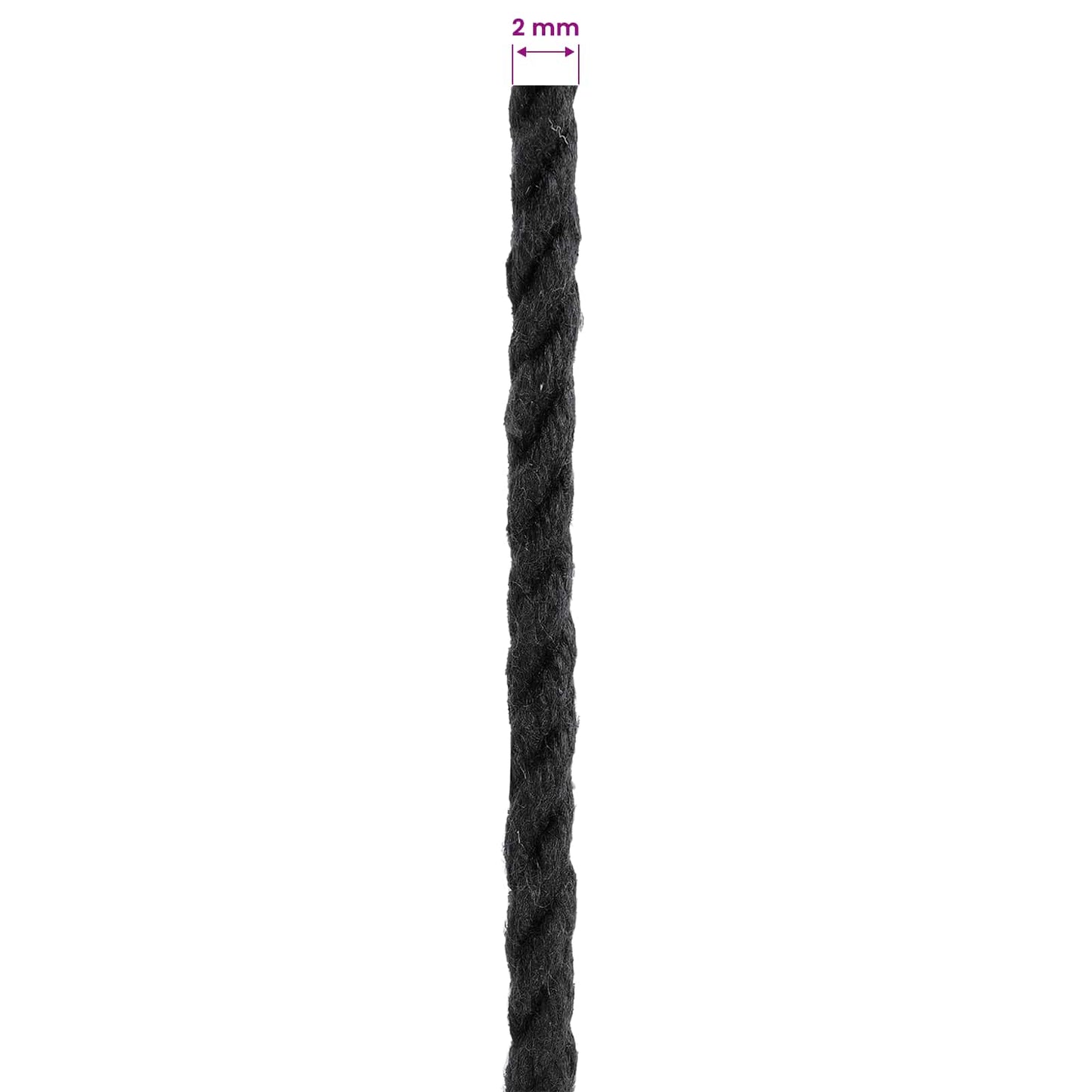 Cotton Twine 2 pcs 2 mm 100 m Black 100% Cotton