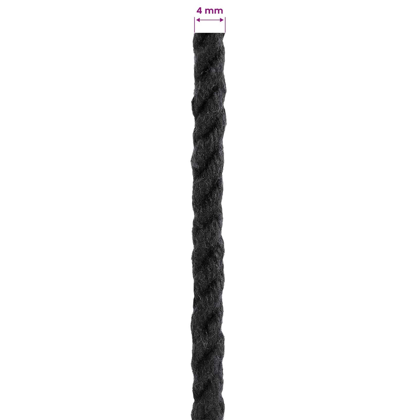 Cotton Twine 4 mm 50 m Black 100% Cotton