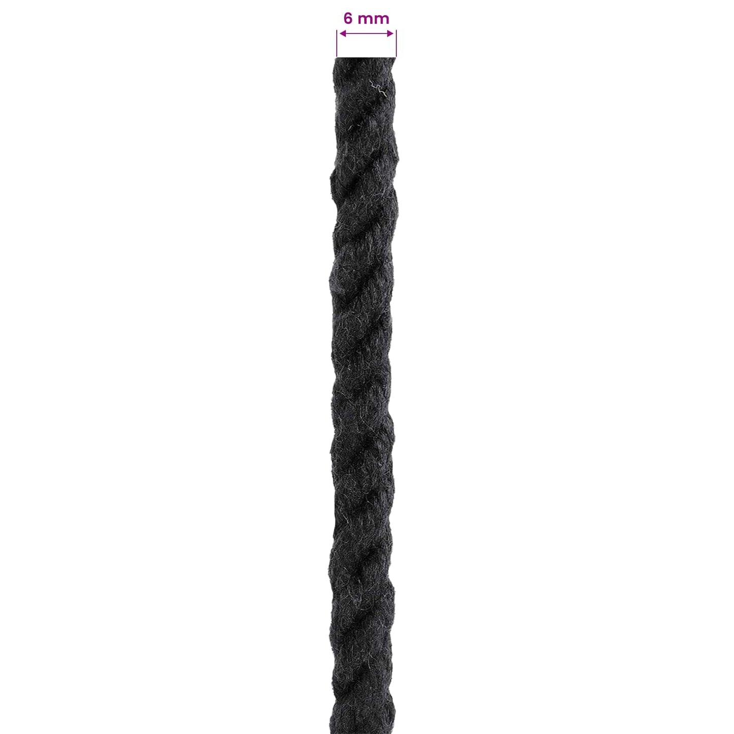 Cotton Rope 6 mm 250 m Black 100% Cotton