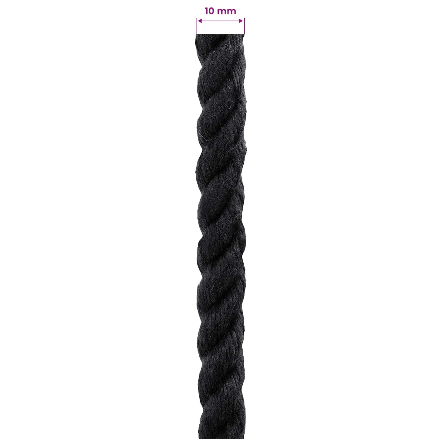Cotton Rope 10 mm 50 m Black 100% Cotton