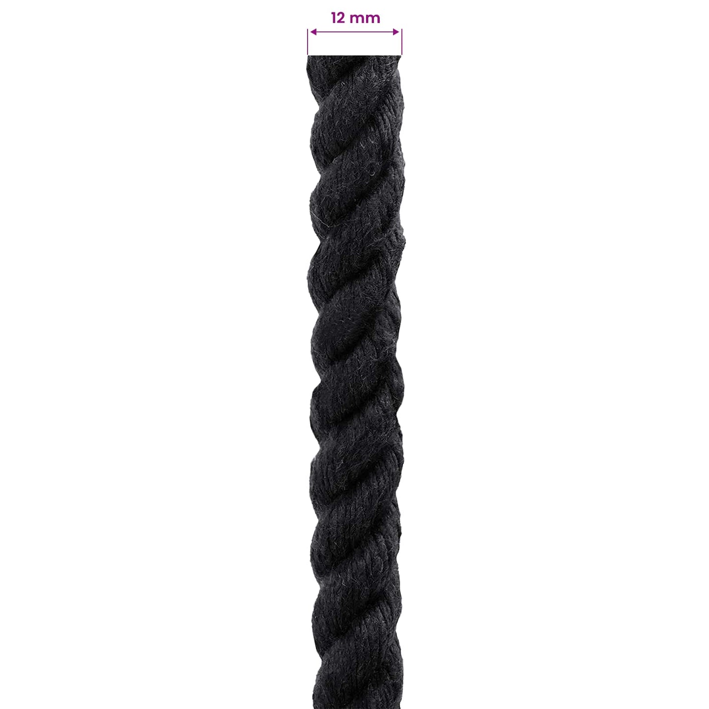 Cotton Rope 12 mm 50 m Black 100% Cotton