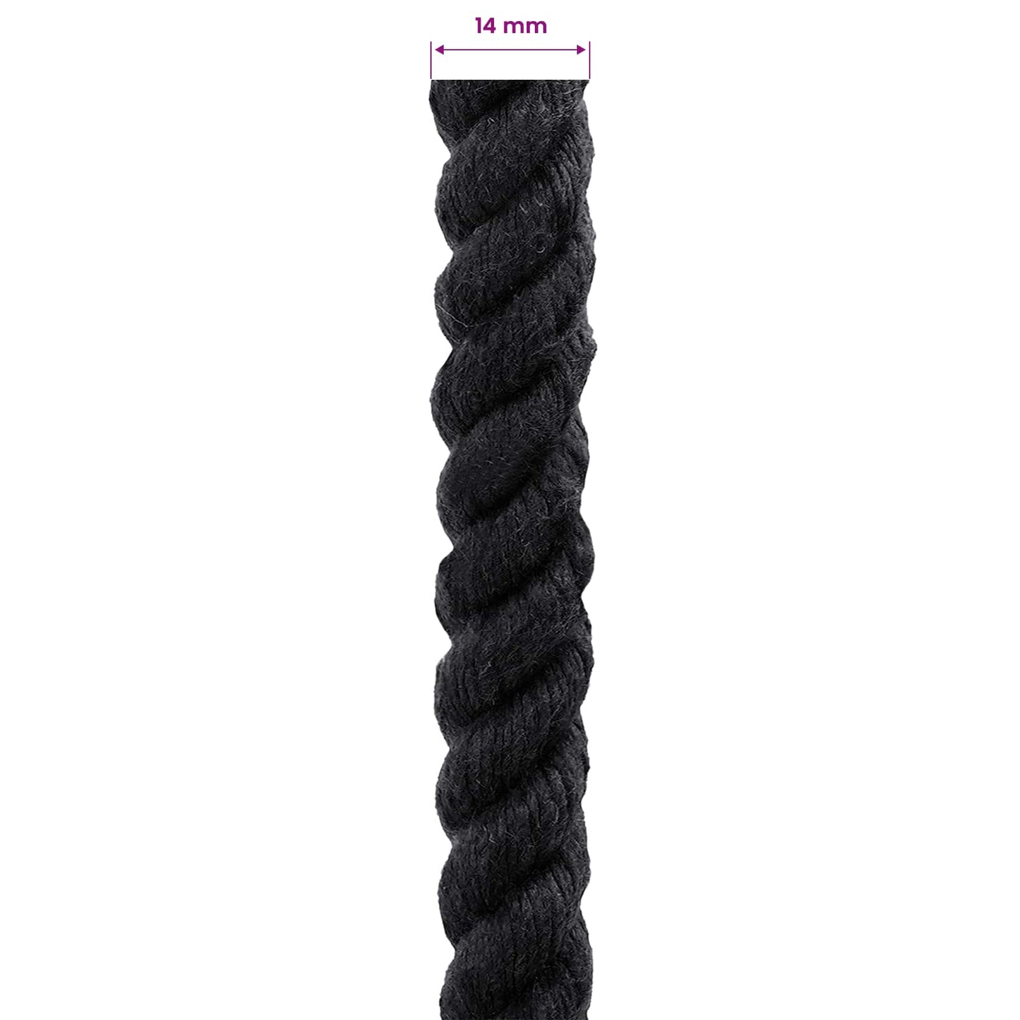 Cotton Rope 14 mm 250 m Black 100% Cotton