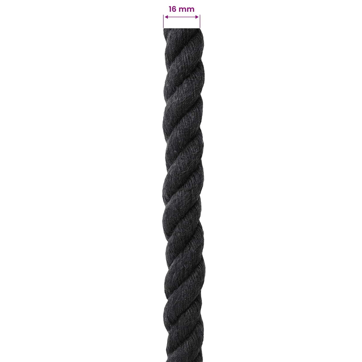 Cotton Rope 16 mm 50 m Black 100% Cotton