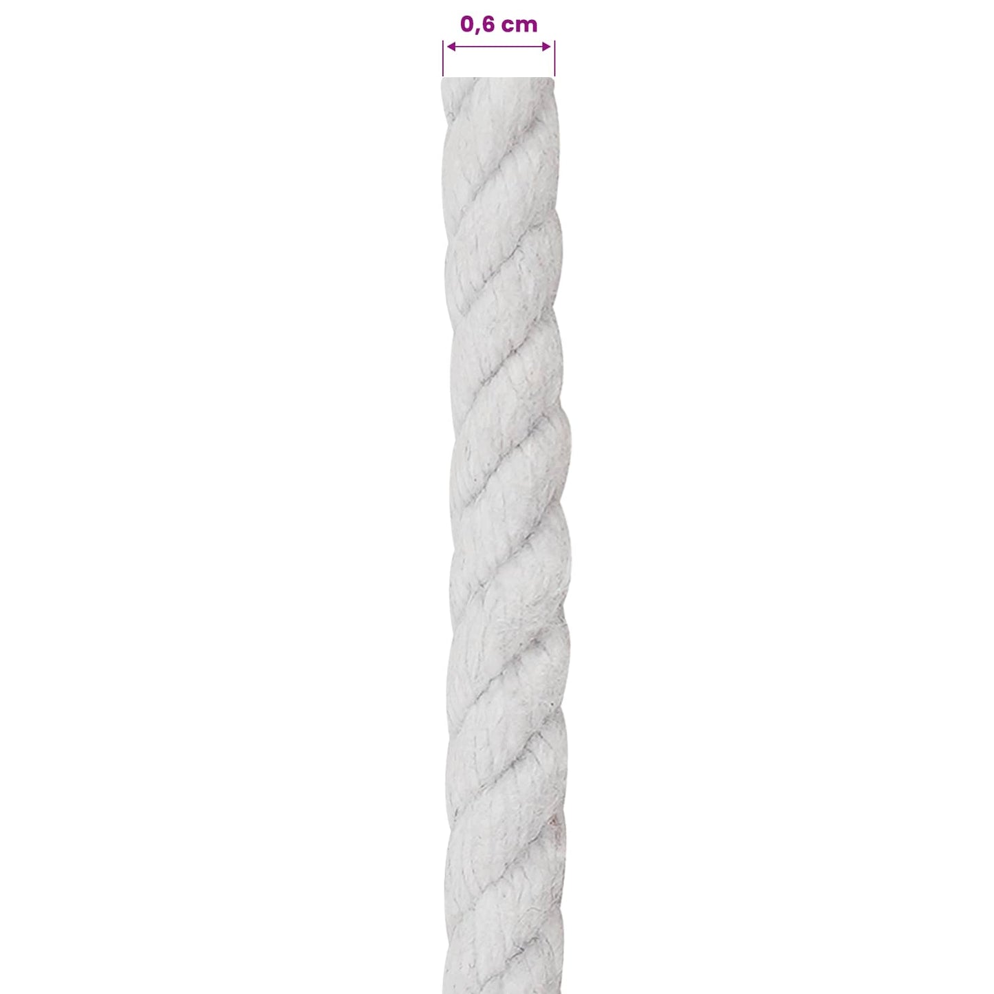 Cotton Rope 6 mm 25 m White 100% Cotton
