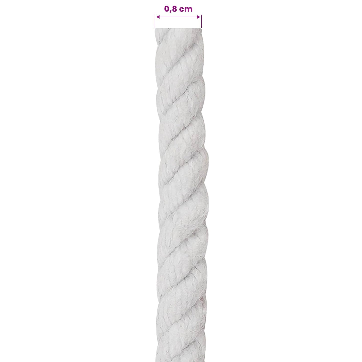 Cotton Rope 8 mm 500 m White 100% Cotton