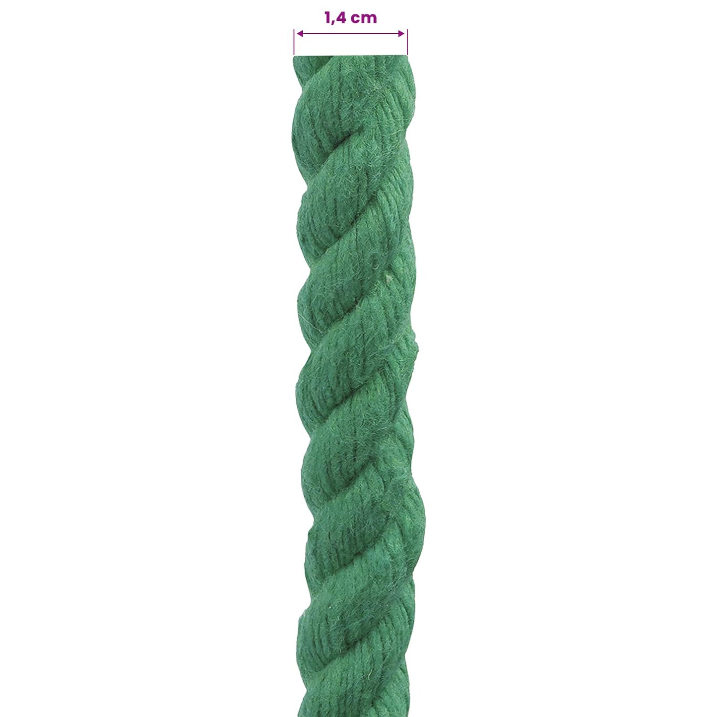 Cotton Rope 14 mm 100 m Green 100% Cotton