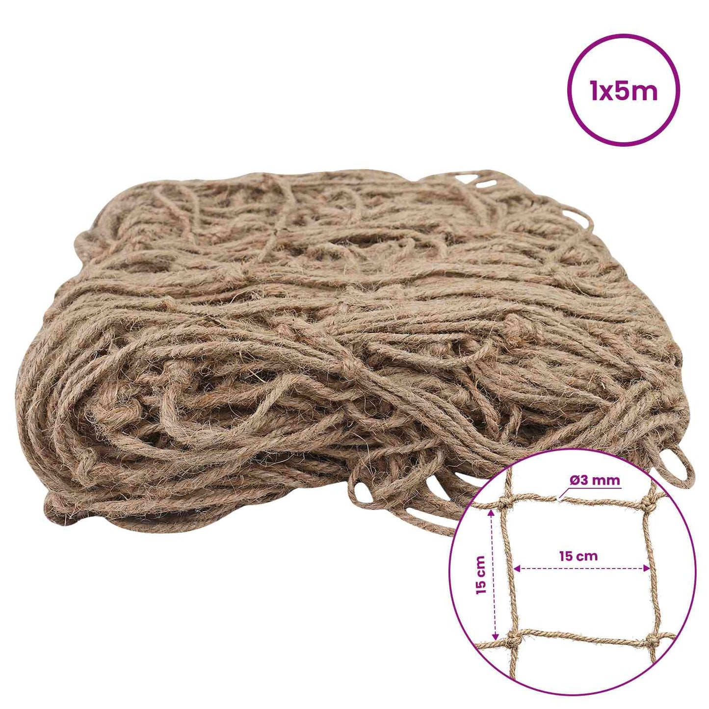 Jute Plant Support Netting Natural 1 x 5 m 100% Tossa Jute