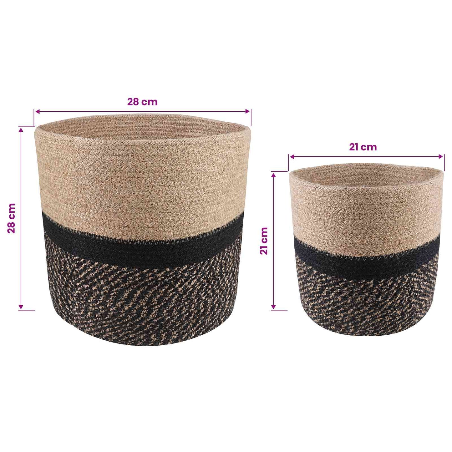 Plant Pot Set 2 pcs Natural and Black Ø 28 x 28 cm