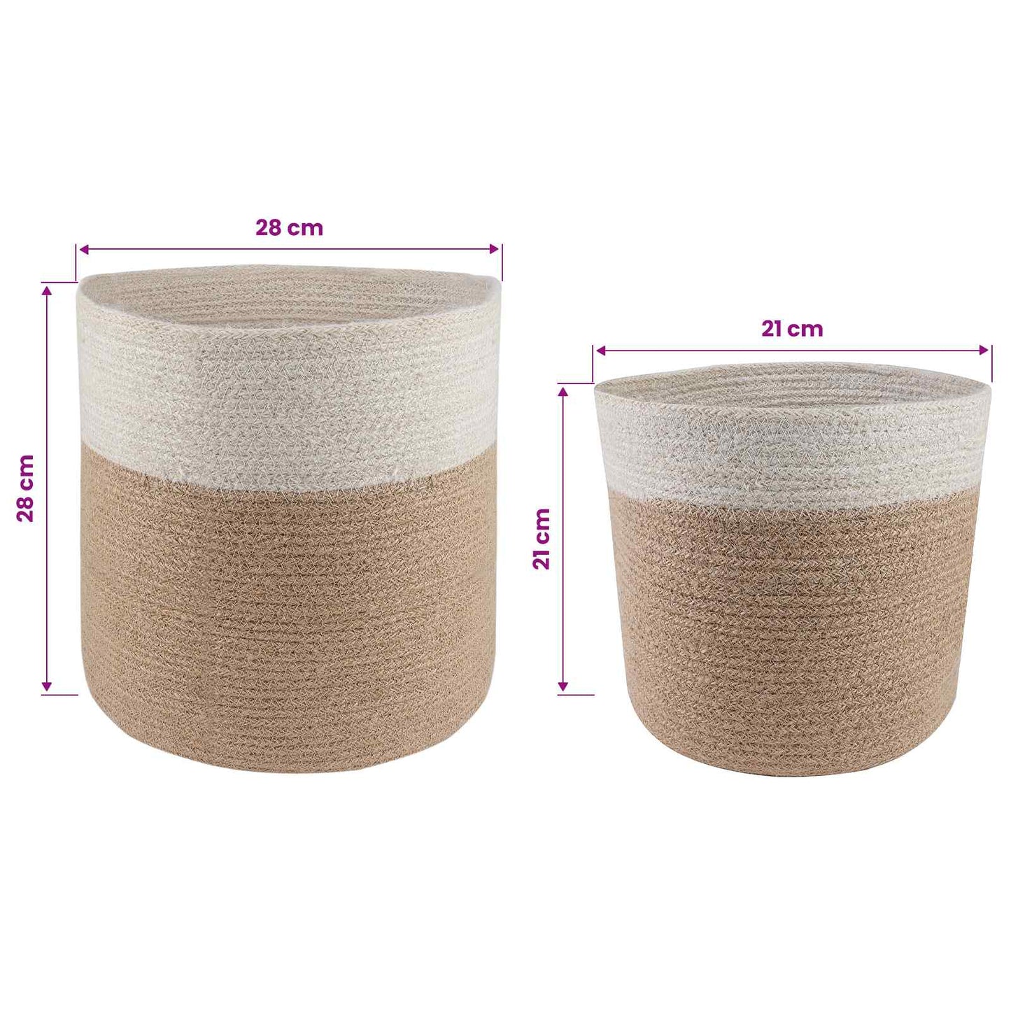 Plant Pot Set 2 pcs Natural and White Ø 28 x 28 cm