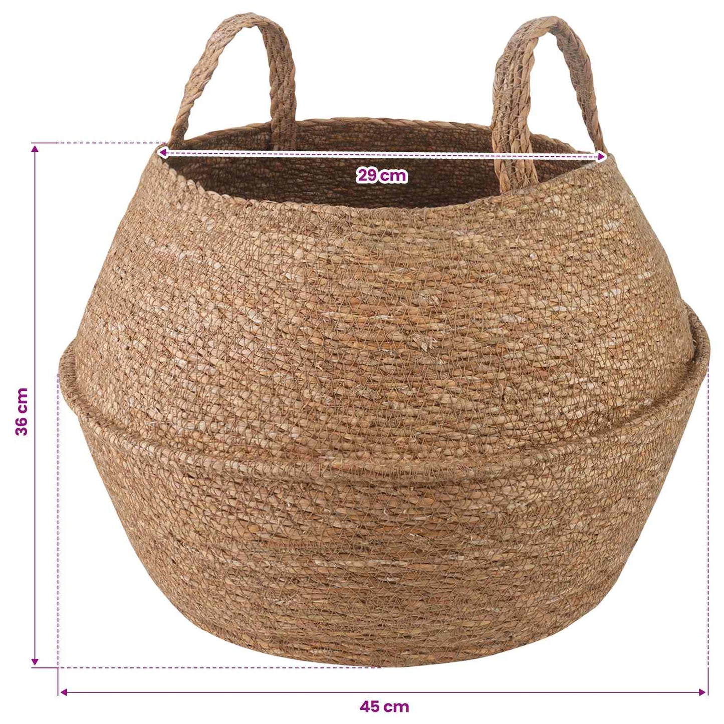 Plant Pot with Handles 2 pcs Natural Ø 45 x 36 cm 100% Seagrass