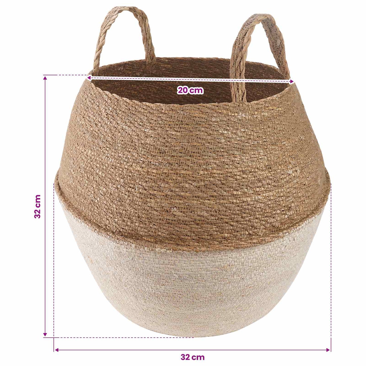 Plant Pot with Handles 2 pcs White Ø 32 x 32 cm 100% Seagrass