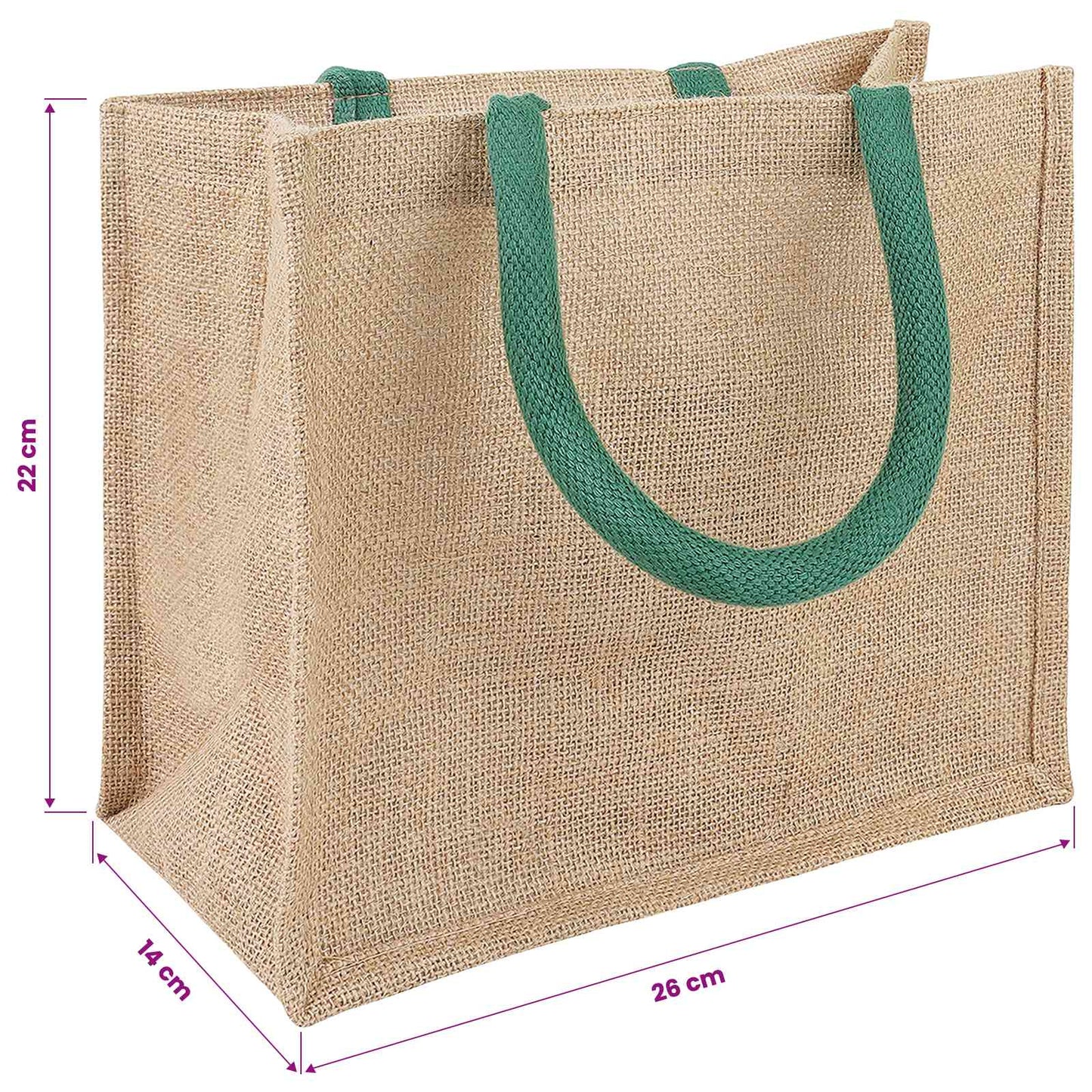 Jute Handbags 5 Natural and Green 26 x 22 x 14 cm